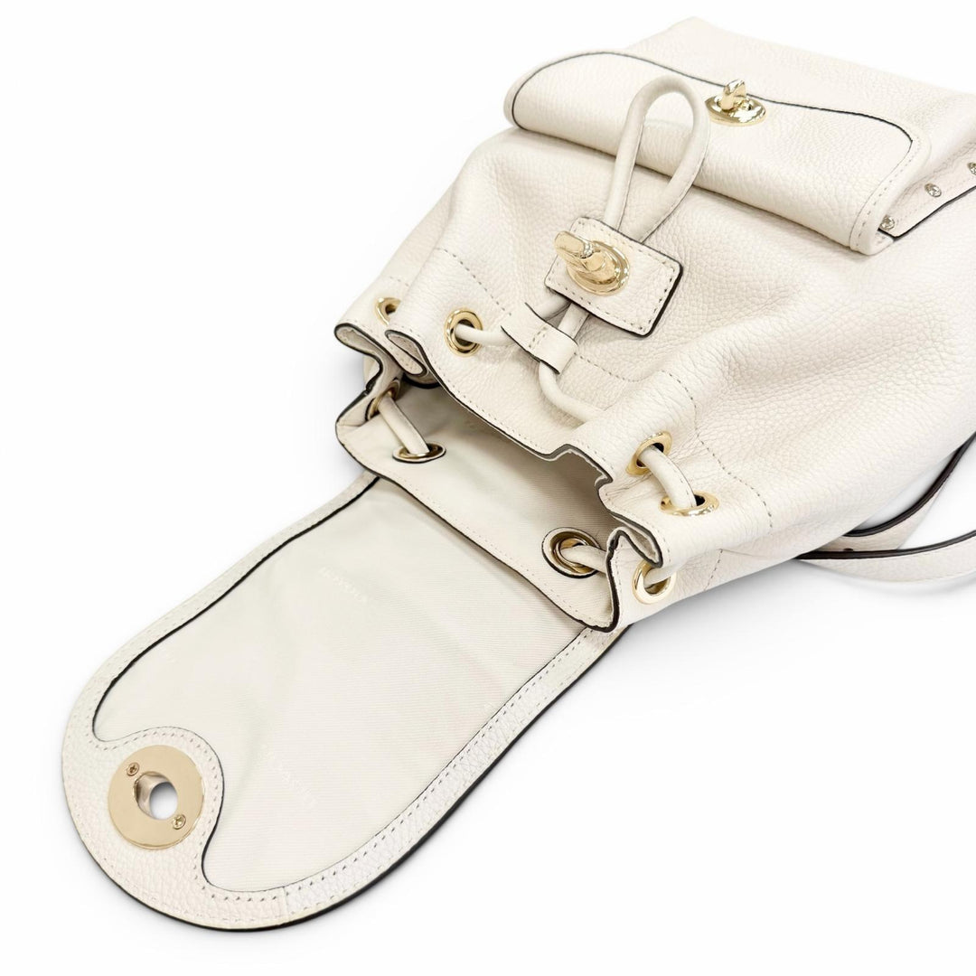 Excellent COACH Backpack Daypack Logo Turnlock Leather Ivory leather Women 37581