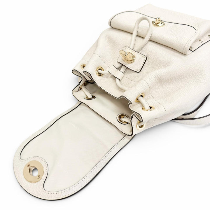 Excellent COACH Backpack Daypack Logo Turnlock Leather Ivory leather Women 37581