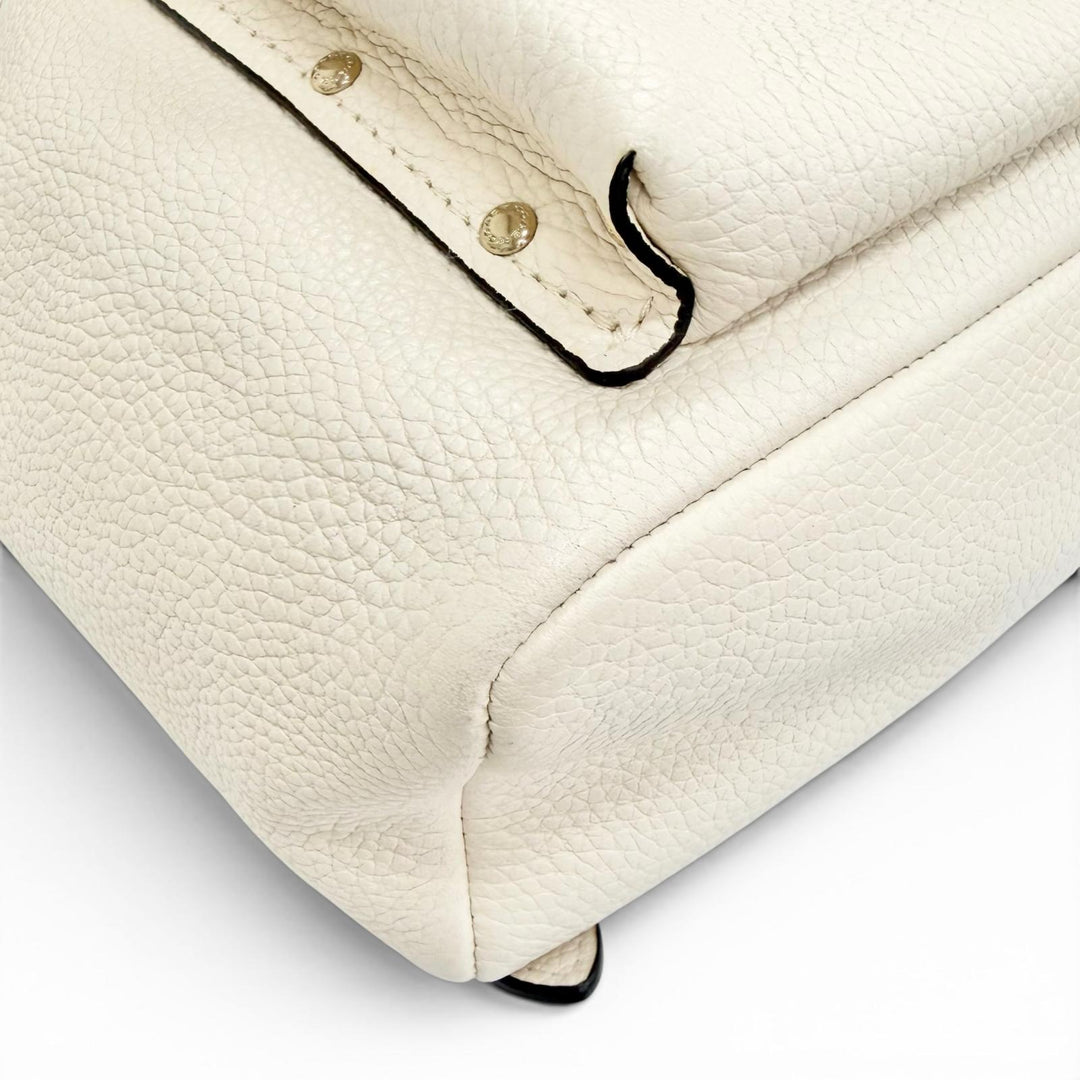 Excellent COACH Backpack Daypack Logo Turnlock Leather Ivory leather Women 37581