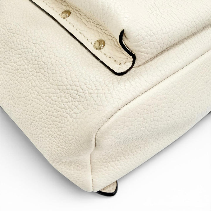 Excellent COACH Backpack Daypack Logo Turnlock Leather Ivory leather Women 37581