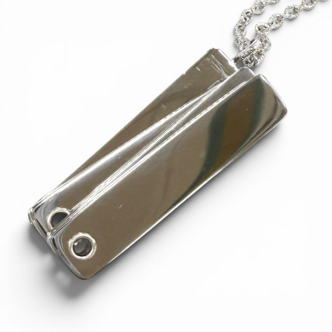 Pristine CHANEL Necklace COCO Mark Logo Engraved Measuring Tape Silver Women G26