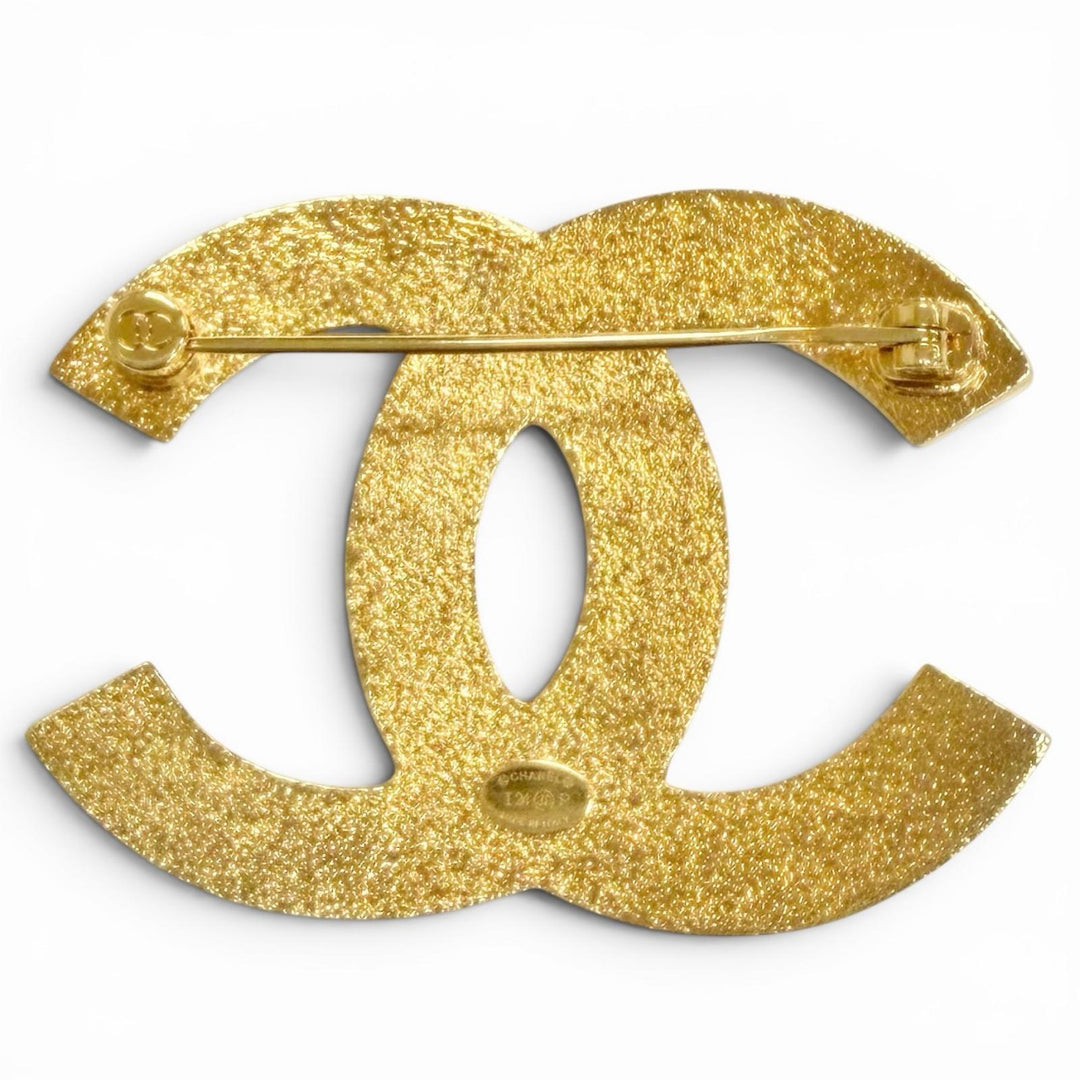 Excellent CHANEL Brooch COCO Mark Denim gold Women I24P ABC726