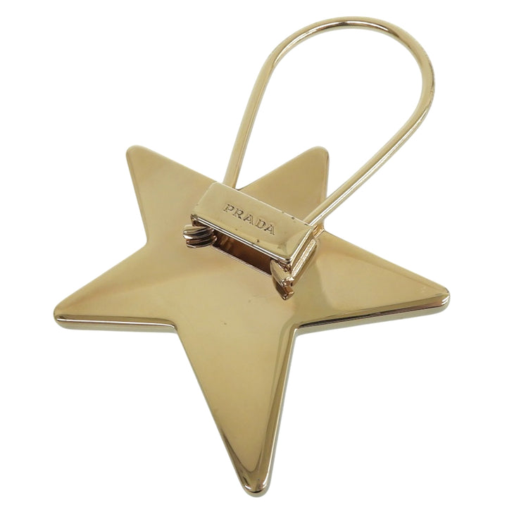 Excellent PRADA Star-shaped logo key ring keychain yellow Safiano leather 1PP049