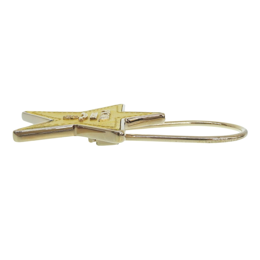 Excellent PRADA Star-shaped logo key ring keychain yellow Safiano leather 1PP049