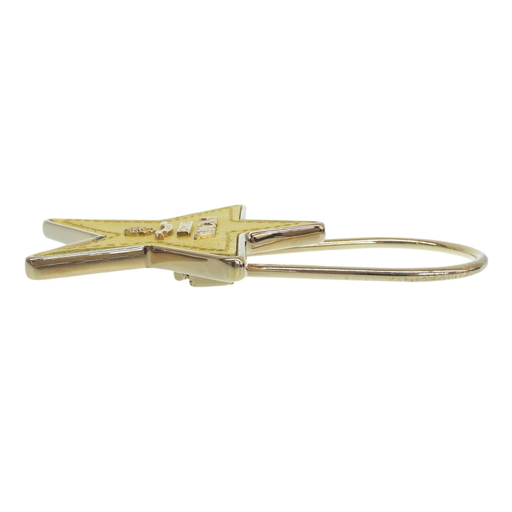 Excellent PRADA Star-shaped logo key ring keychain yellow Safiano leather 1PP049