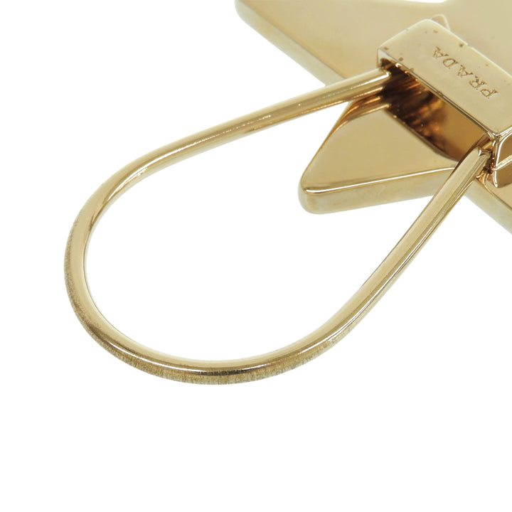 Excellent PRADA Star-shaped logo key ring keychain yellow Safiano leather 1PP049