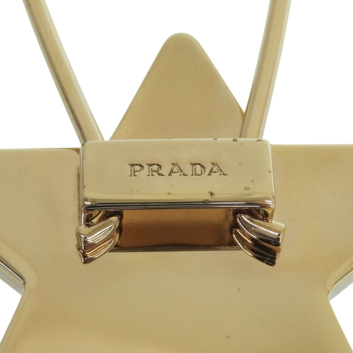 Excellent PRADA Star-shaped logo key ring keychain yellow Safiano leather 1PP049