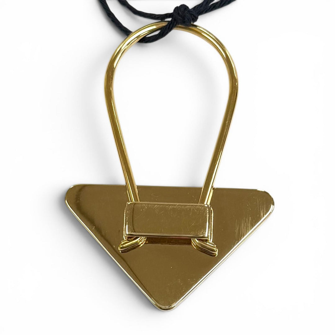 Excellent PRADA key ring Triangle Logo Plate Keyring pink Women 1PS063