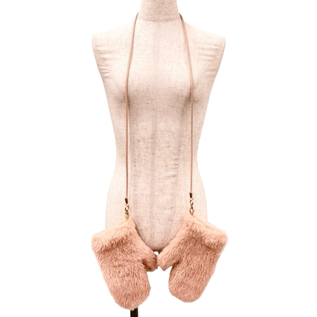 Excellent Max Mara gloves OMBRATO Teddy bear mitten gloves pink beige alpaca
