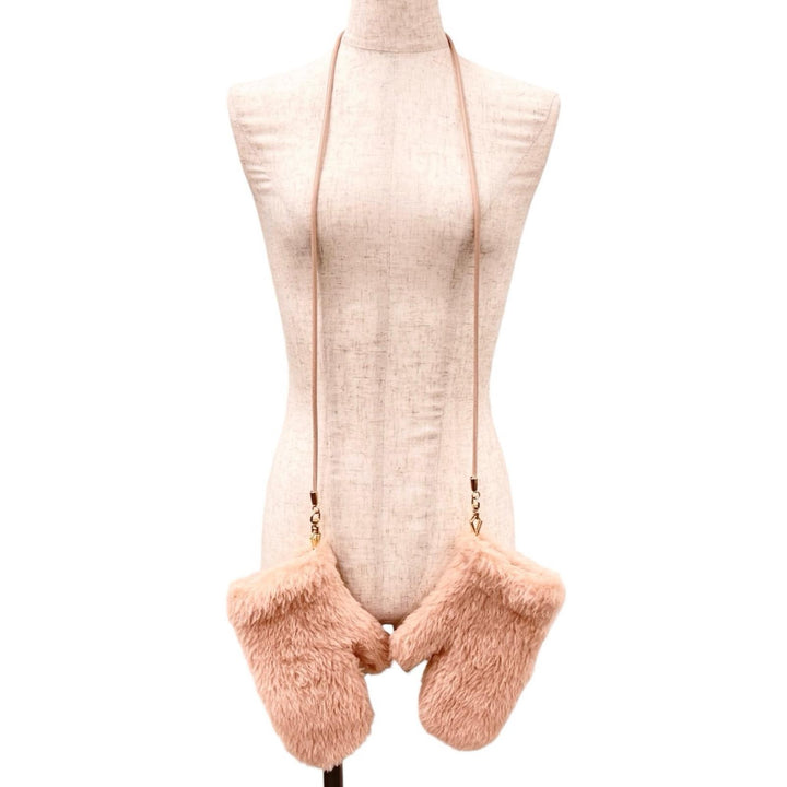 Excellent Max Mara gloves OMBRATO Teddy bear mitten gloves pink beige alpaca