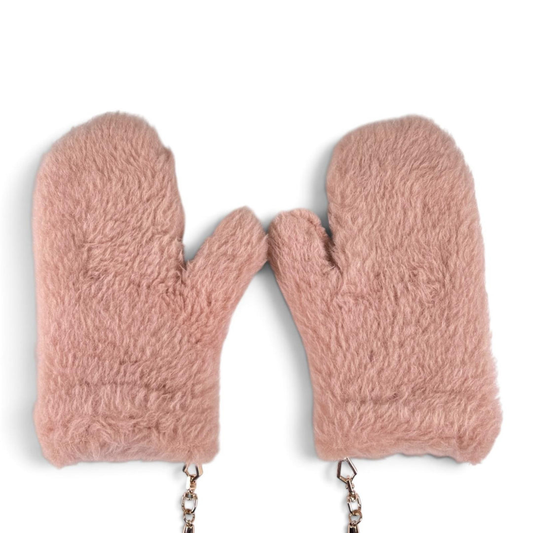 Excellent Max Mara gloves OMBRATO Teddy bear mitten gloves pink beige alpaca