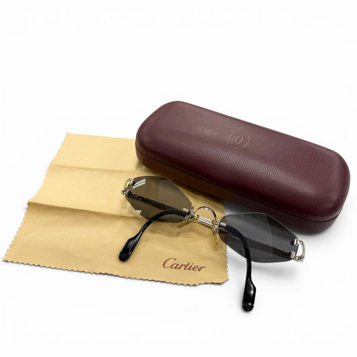 Great Cartier sunglasses Rimless Two-Point Eyewear Silver mens