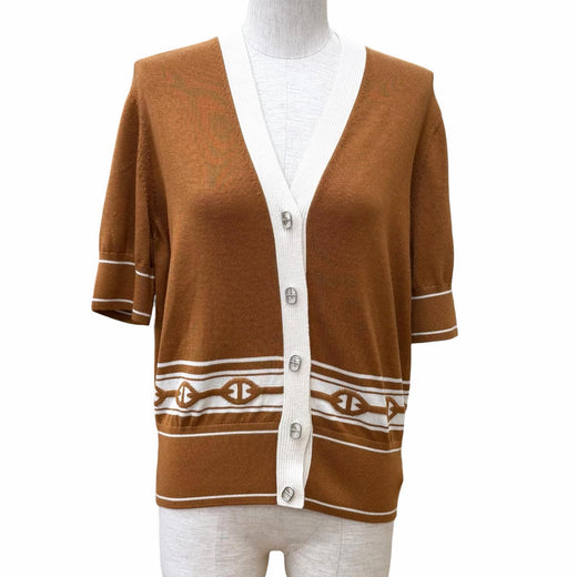 Pristine HERMES cardigan Knit cardigan Chaine d'Ancre Brown cashmere 42 5E2749DF
