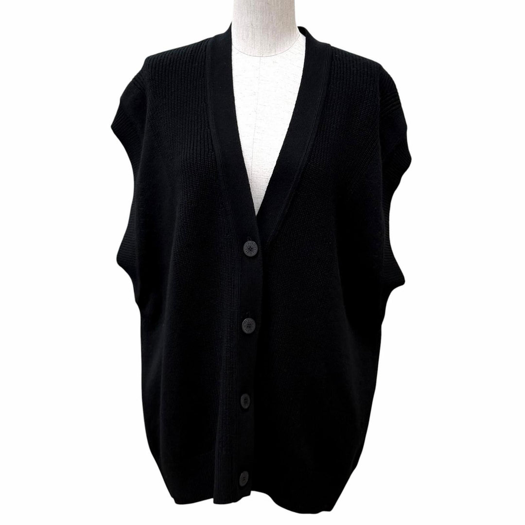 Great HERMES Best V-neck knit with Serie buttons black cashmere 36 3H2706D1