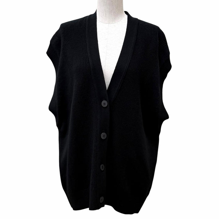 Great HERMES Best V-neck knit with Serie buttons black cashmere 36 3H2706D1