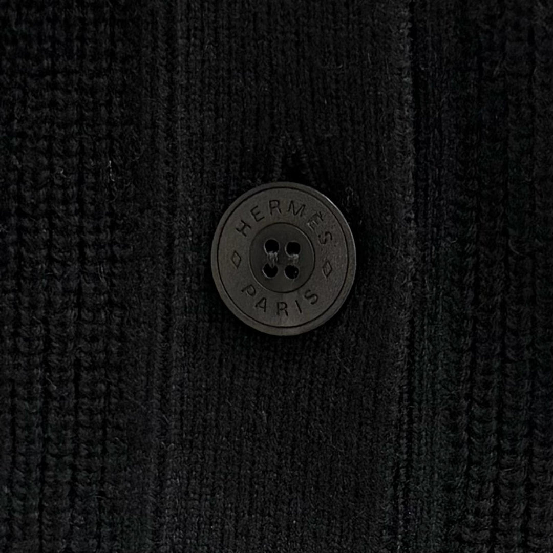 Great HERMES Best V-neck knit with Serie buttons black cashmere 36 3H2706D1