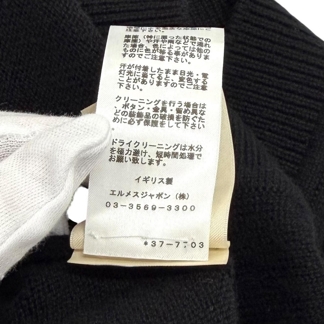 Great HERMES Best V-neck knit with Serie buttons black cashmere 36 3H2706D1