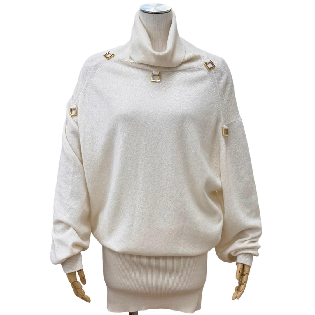 Excellent LOUIS VUITTON one piece Cashmere turtleneck with metal logo cashmere M