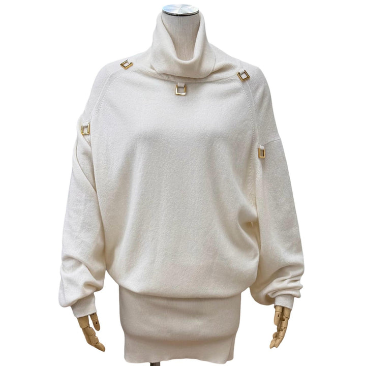 Excellent LOUIS VUITTON one piece Cashmere turtleneck with metal logo cashmere M