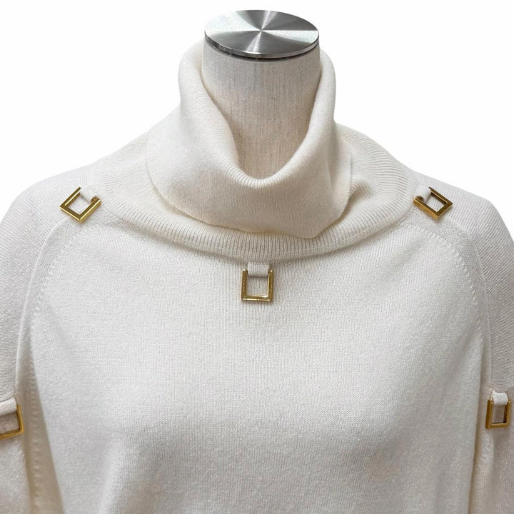 Excellent LOUIS VUITTON one piece Cashmere turtleneck with metal logo cashmere M