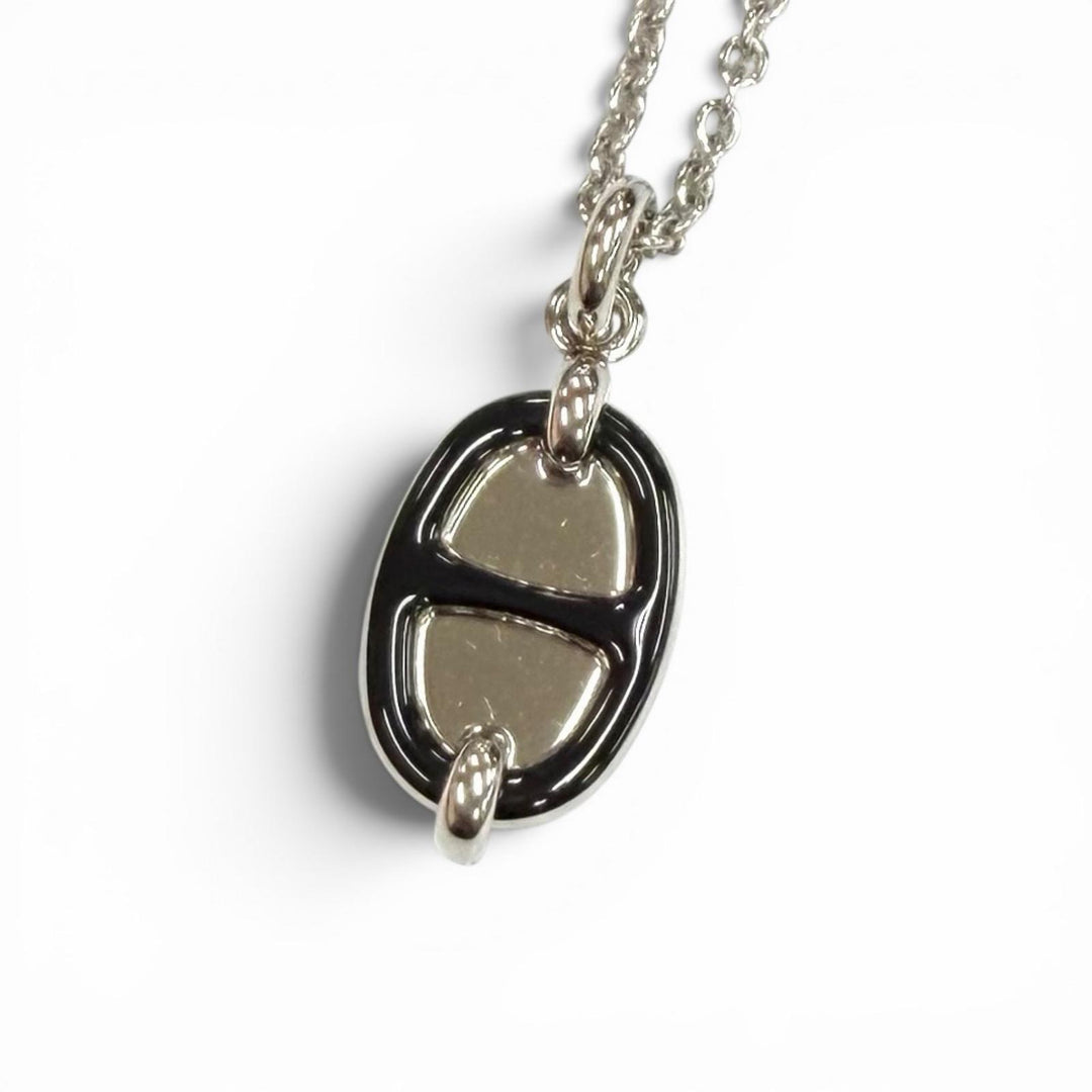 Pristine HERMES Necklace Pendant Mini Maillon PM ChÃ©ne Dunkel black ー Women