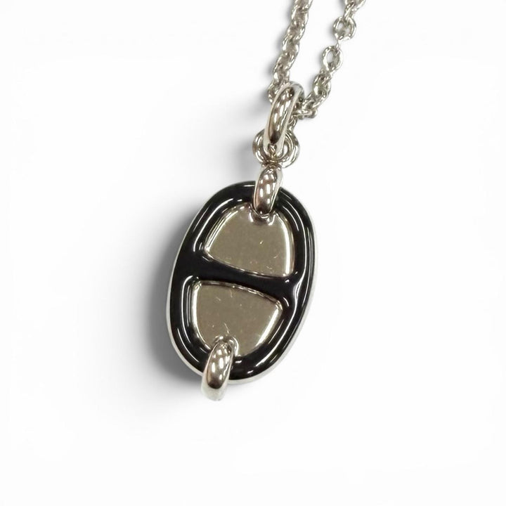 Pristine HERMES Necklace Pendant Mini Maillon PM ChÃ©ne Dunkel black ー Women
