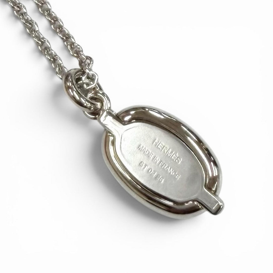 Pristine HERMES Necklace Pendant Mini Maillon PM ChÃ©ne Dunkel black ー Women