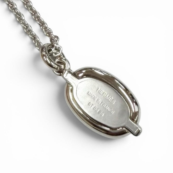 Pristine HERMES Necklace Pendant Mini Maillon PM ChÃ©ne Dunkel black ー Women