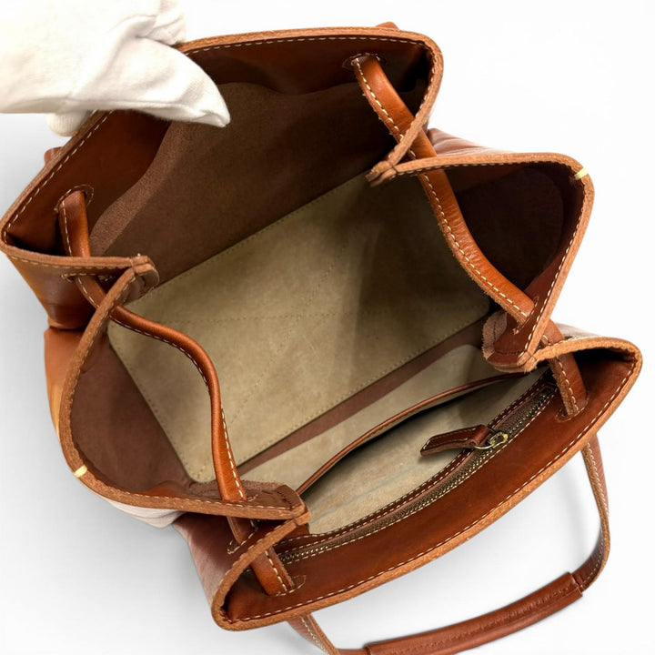 Great 土屋鞄 Shoulder Bag Diario Gathered leather with charm Brown leather Women