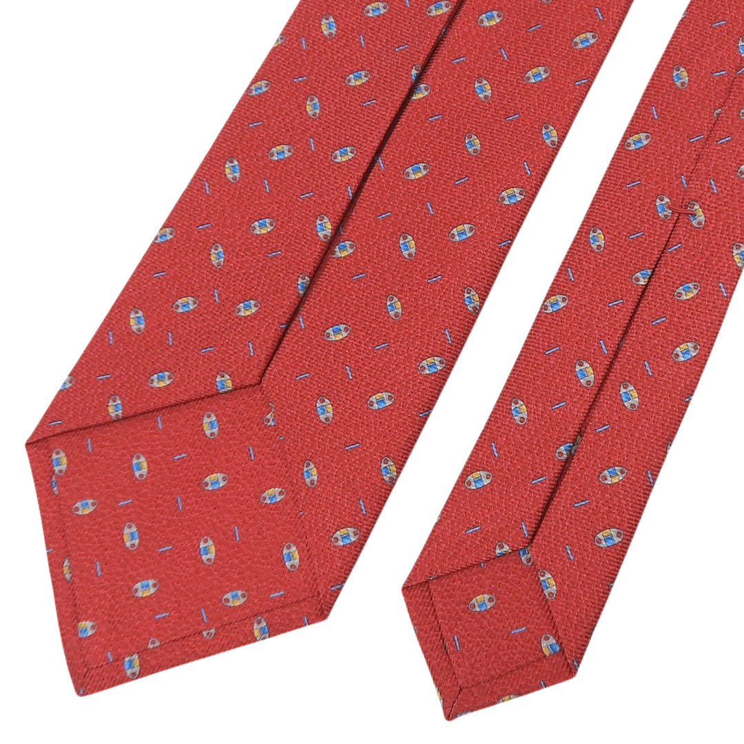 Pristine BVLGARI tie All-over print seven-fold wide tie Red silk mens