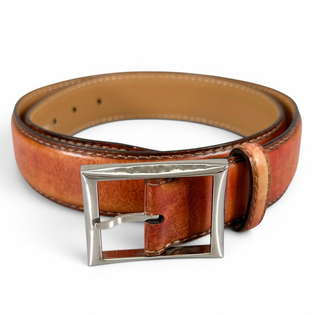 Discounted Very Good BERLUTI belt Pin buckle Brown Patine leather mens 85 34