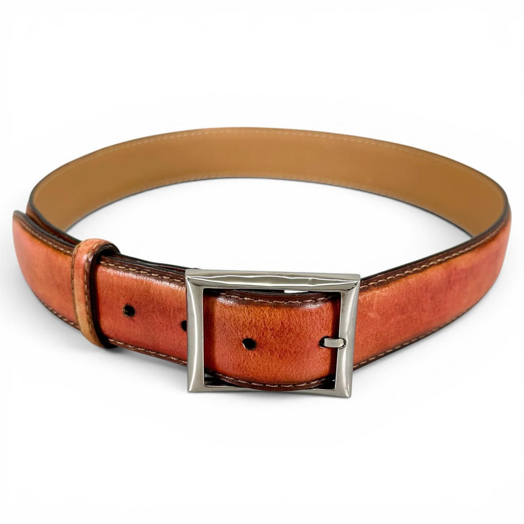 Discounted Very Good BERLUTI belt Pin buckle Brown Patine leather mens 85 34