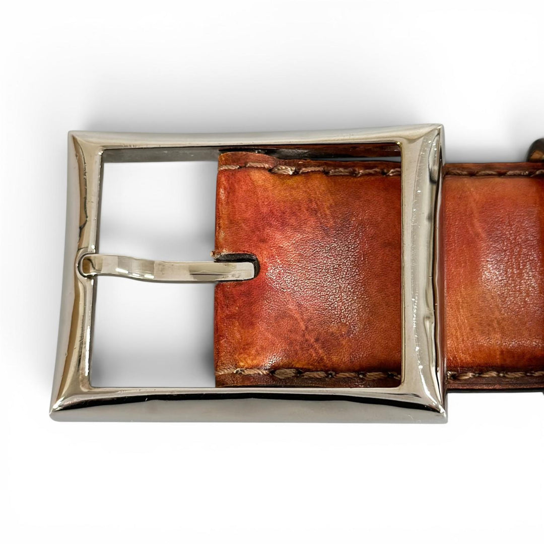 Discounted Very Good BERLUTI belt Pin buckle Brown Patine leather mens 85 34