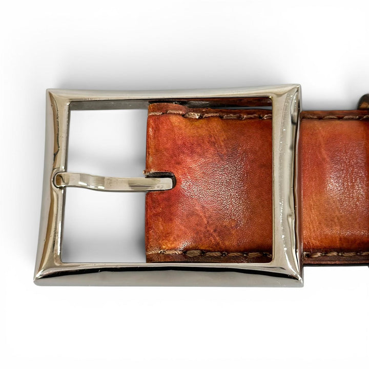 Discounted Very Good BERLUTI belt Pin buckle Brown Patine leather mens 85 34