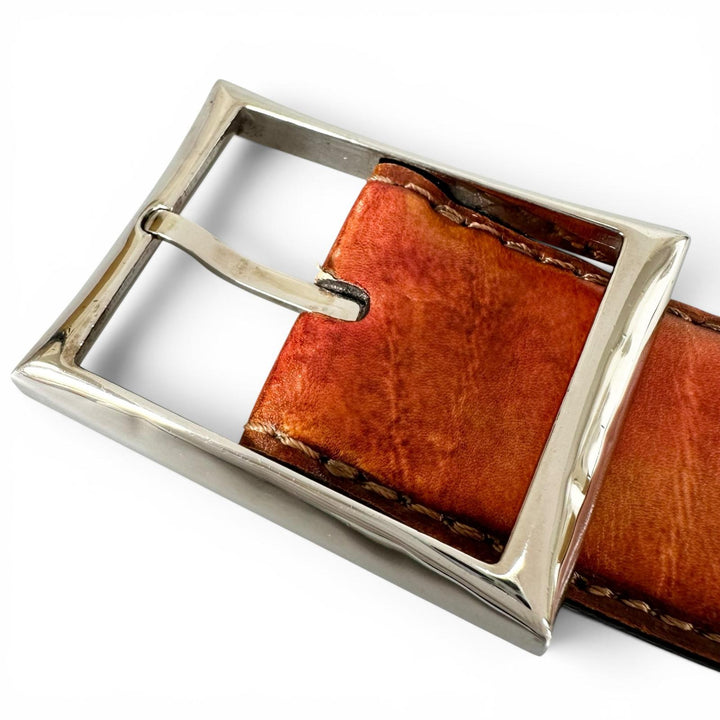 Discounted Very Good BERLUTI belt Pin buckle Brown Patine leather mens 85 34