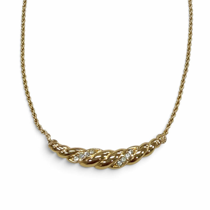 Excellent Christian Dior Necklace gold Rhinestone Women