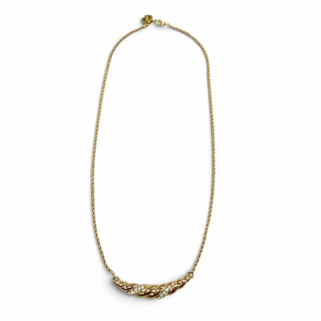 Excellent Christian Dior Necklace gold Rhinestone Women