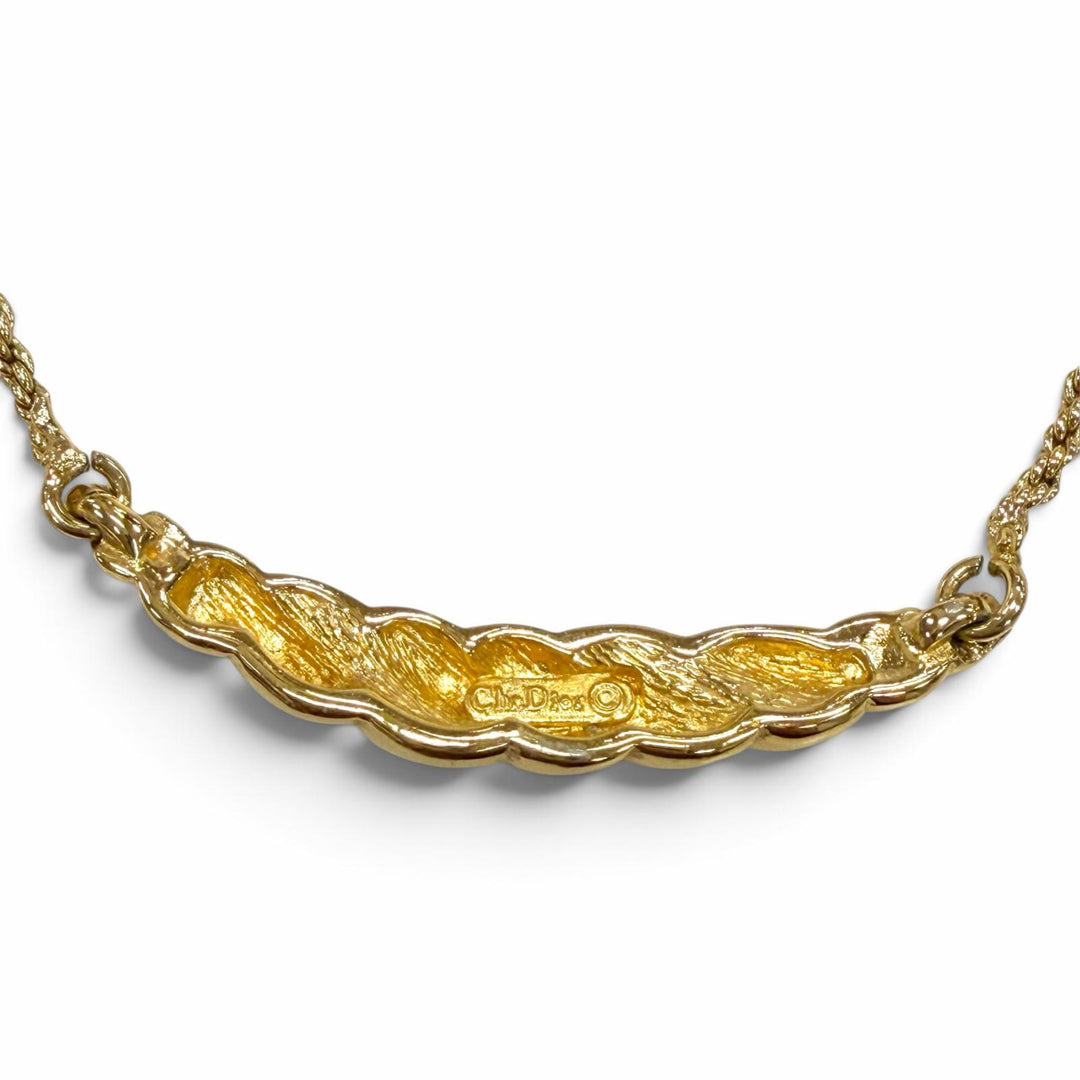 Excellent Christian Dior Necklace gold Rhinestone Women