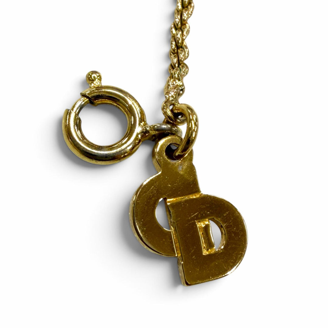 Excellent Christian Dior Necklace gold Rhinestone Women