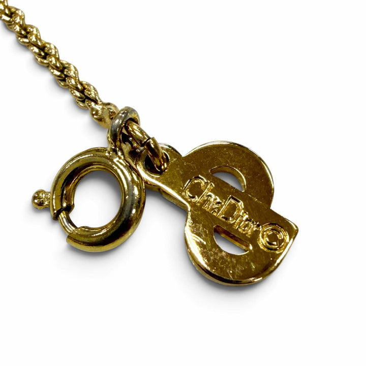 Excellent Christian Dior Necklace gold Rhinestone Women