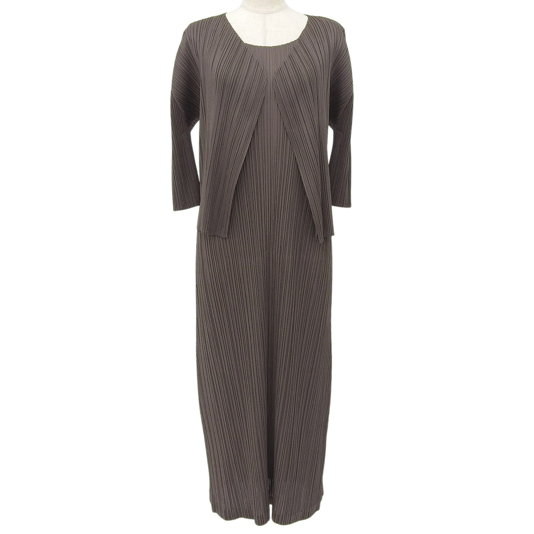 Excellent PLEATS PLEASE ensemble One-piece dress and cardigan set
