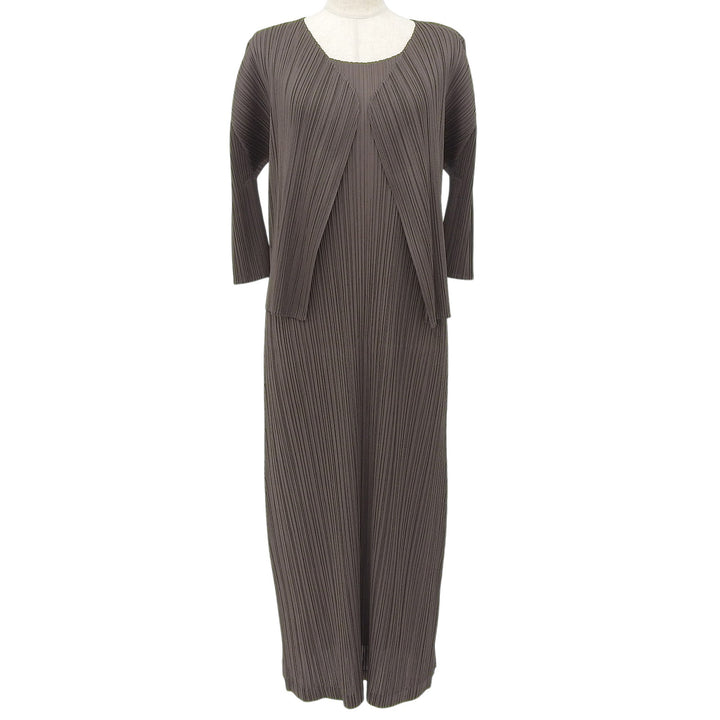 Excellent PLEATS PLEASE ensemble One-piece dress and cardigan set