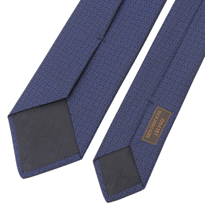 Pristine HERMES tie Maillon Overboard Logo embroidery Navy silk mens 339439T