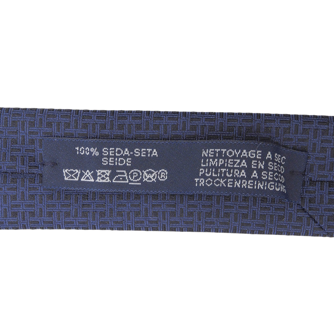 Pristine HERMES tie Maillon Overboard Logo embroidery Navy silk mens 339439T