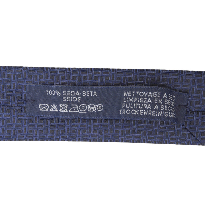 Pristine HERMES tie Maillon Overboard Logo embroidery Navy silk mens 339439T