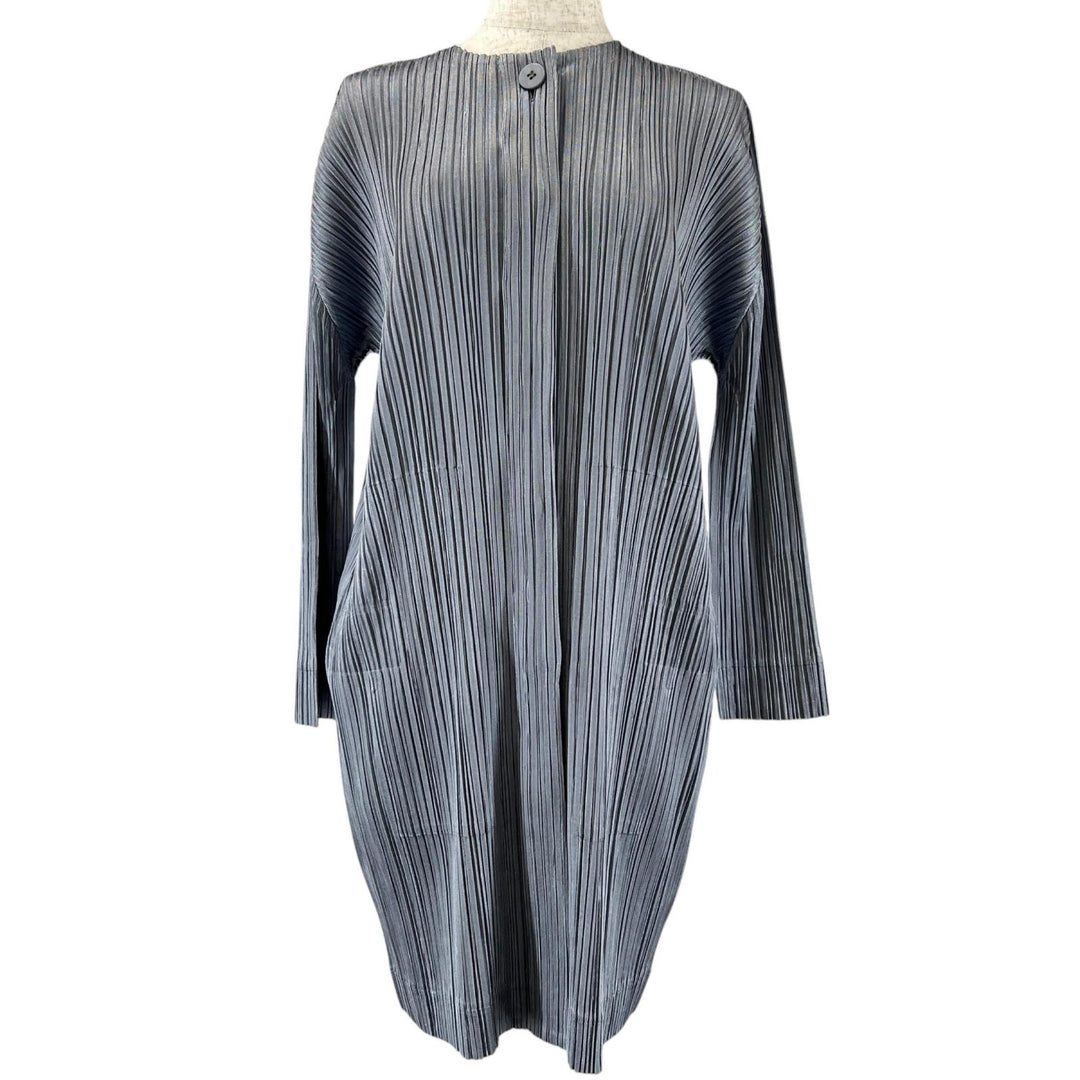 Great PLEATS PLEASE cardigan long gray polyester Women 3 PP91-JA513