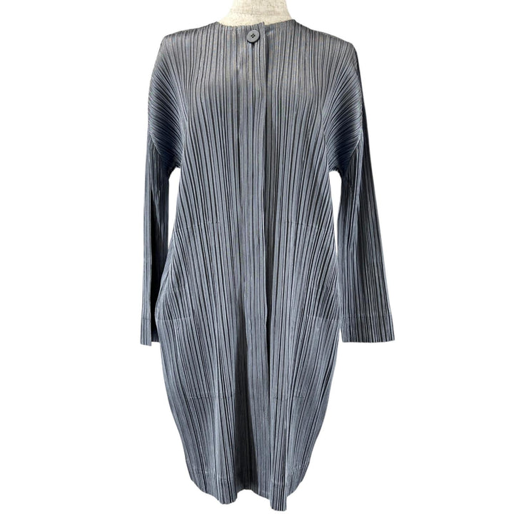 Great PLEATS PLEASE cardigan long gray polyester Women 3 PP91-JA513