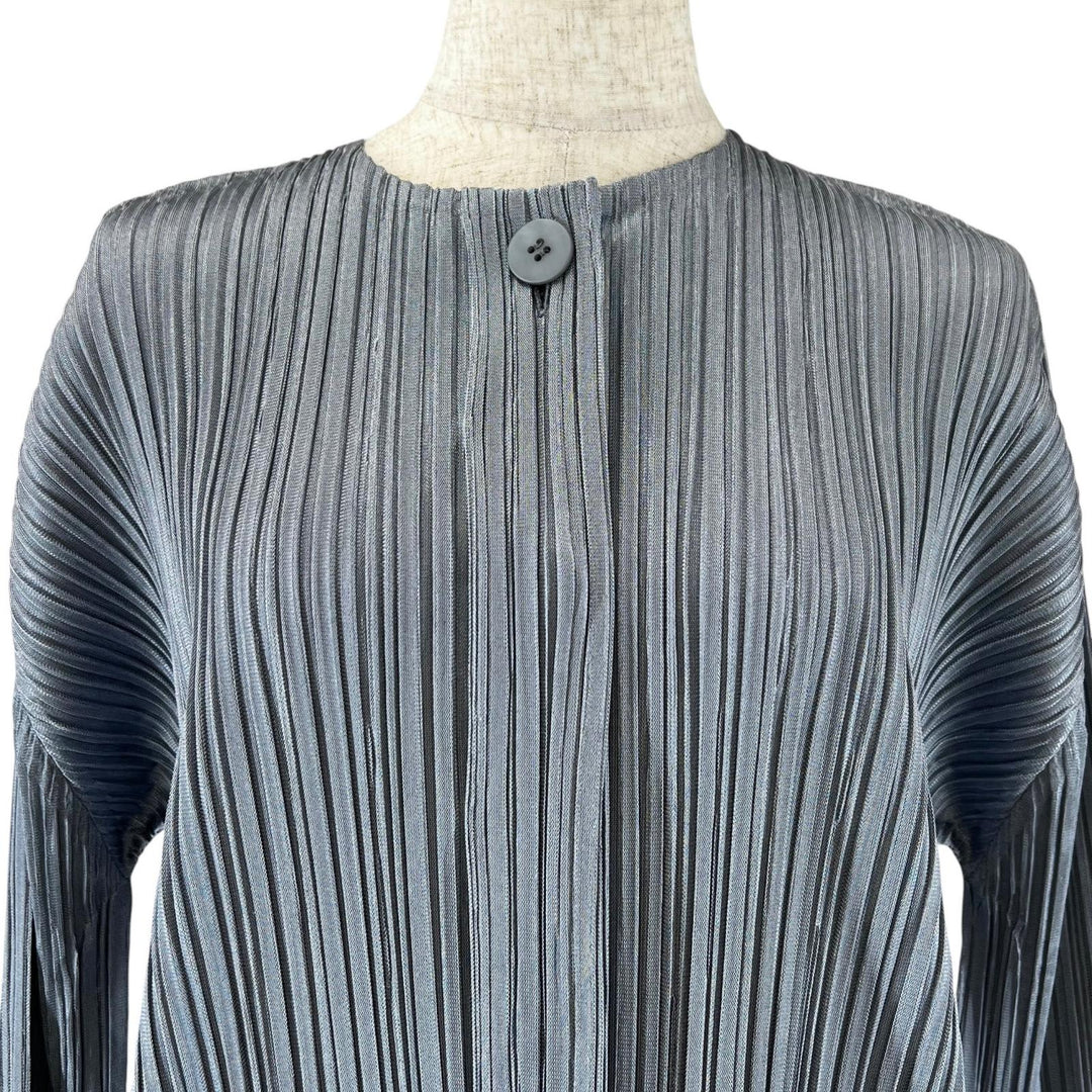 Great PLEATS PLEASE cardigan long gray polyester Women 3 PP91-JA513