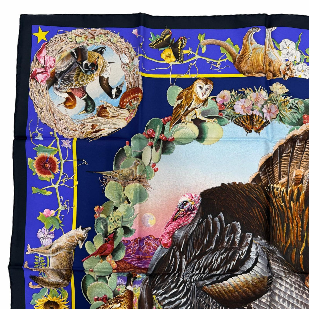 Excellent HERMES scarf FAUNE ET FLORE DU TEXAS TEXAS WILDLIFE silk Women