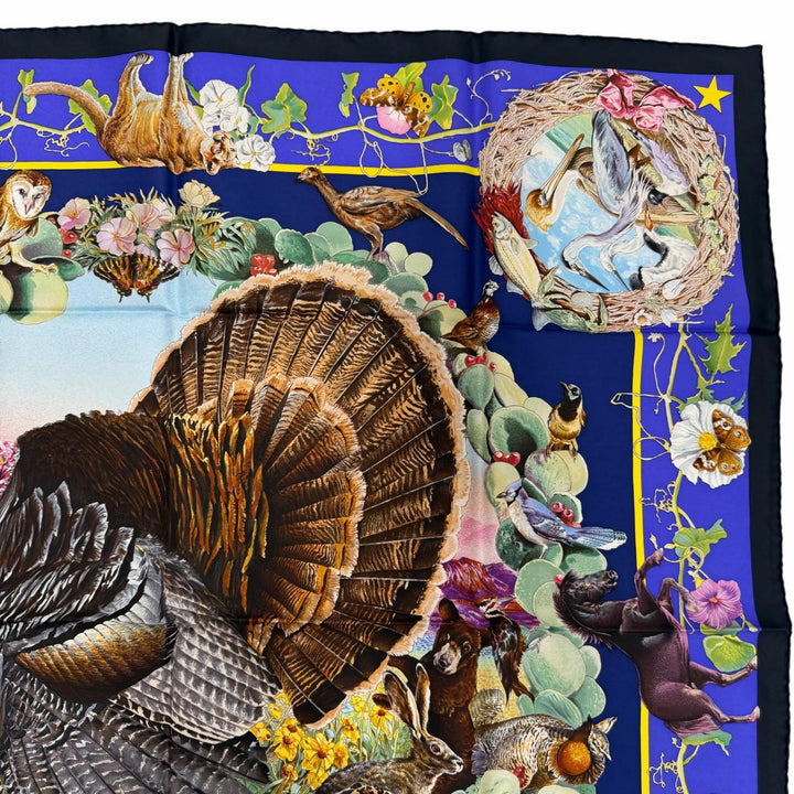 Excellent HERMES scarf FAUNE ET FLORE DU TEXAS TEXAS WILDLIFE silk Women
